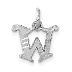 14k White Gold, Isabelle Collection, Mini Letter W Initial Charm